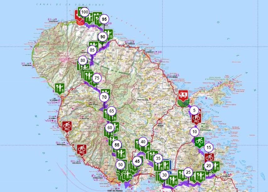 Martinique carte touristique cycliste martinique etape 4