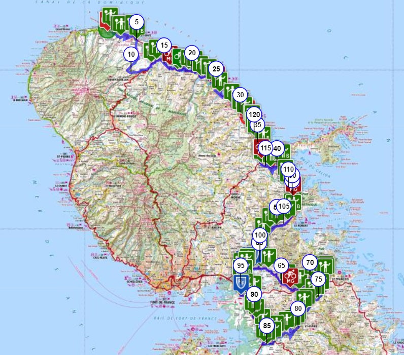 Martinique carte touristique cycliste martinique etape 5