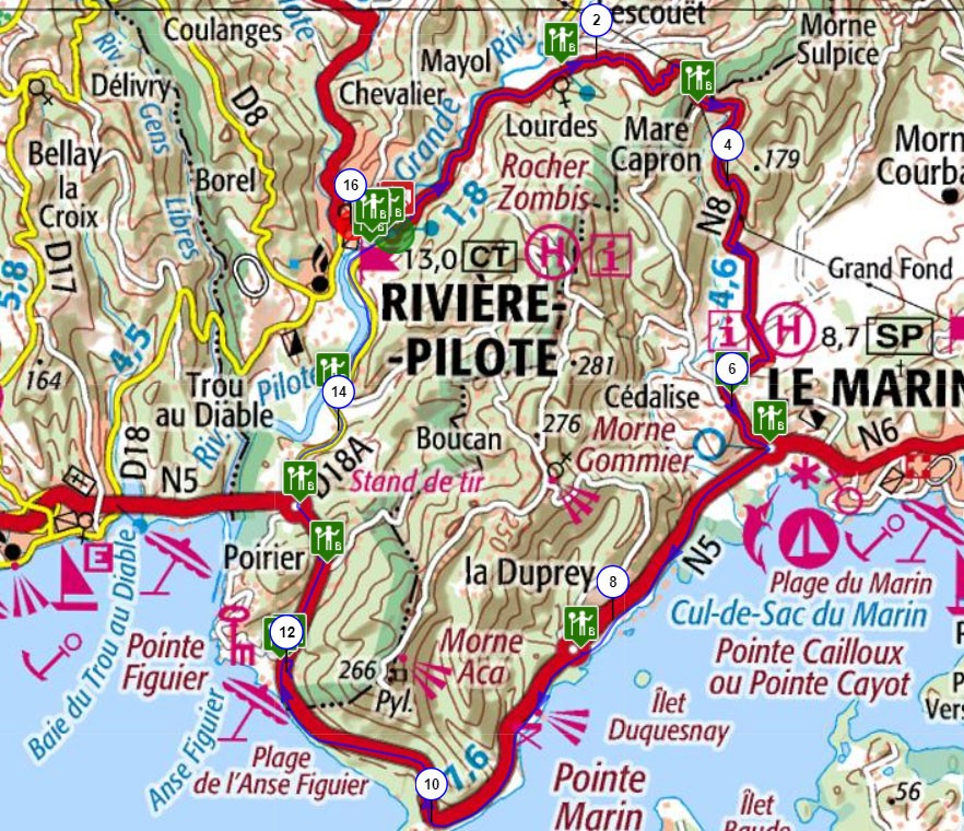 Martinique carte touristique cycliste martinique etape 8 partie 2
